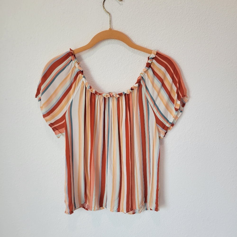 Pink Republic Women's M Boho Vertical Stripe Blouse Festival Summer Colorful - Picture 4 of 6